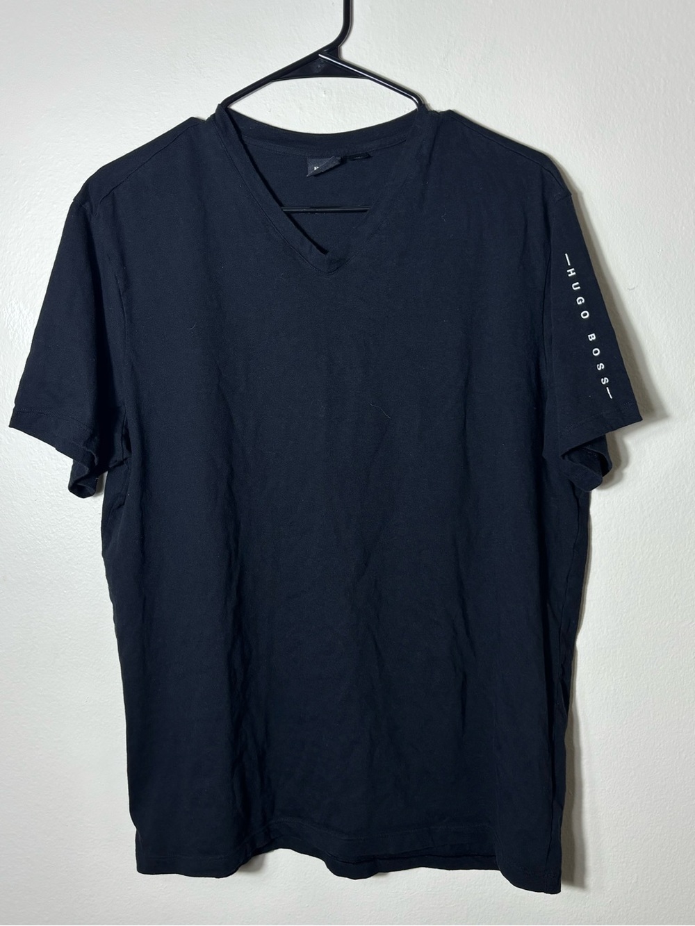 Hugo Boss Men’s Black V-Neck Logo Sleeve T-Shirt